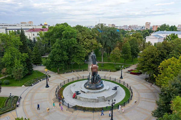 Krasnodar Rússia Agosto 2020 Monumento Imperatriz Catarina Praça Ekaterininsky — Fotografia de Stock