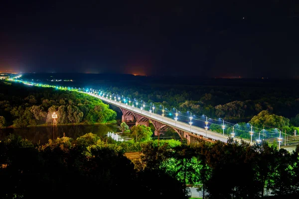 Wladimir Russland Brücke Über Den Kljasma Fluss Nacht — Stockfoto