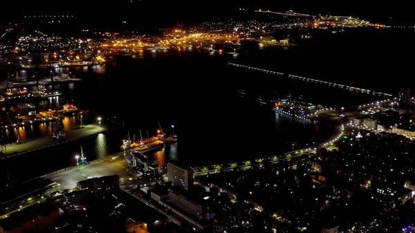 Novorossiysk Russia Port Novorossiysk Night Night City Lights Tsemesskaya Bay — Stock Photo, Image