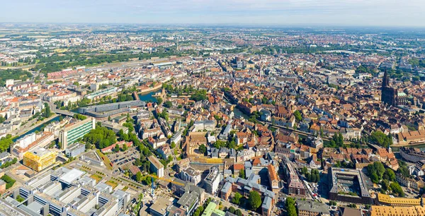 Estrasburgo Francia Panorama Del Centro Histórico Ciudad Vista Aérea Verano — Foto de Stock