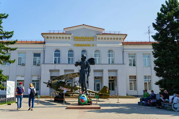 Krasnodar Russia Settembre 2020 Caterina Grande Aeroporto Internazionale Krasnodar Monumento — Foto Stock