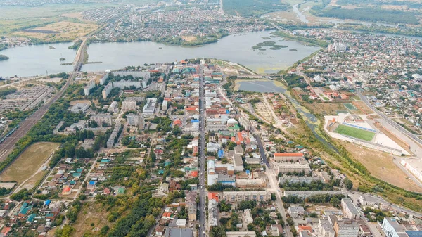 Syzran Russland Blick Auf Das Historische Stadtzentrum Sowjetische Straße Luftaufnahme — Stockfoto