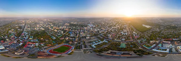 Stawropol Russland Luftaufnahme Des Stadtzentrums Bei Sonnenuntergang Panoarma 360 Herbst — Stockfoto