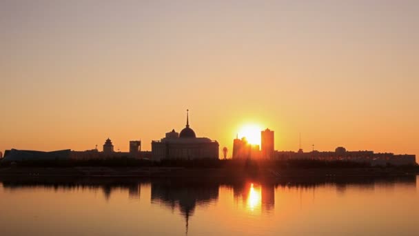 Panorama över natten staden Astana — Stockvideo