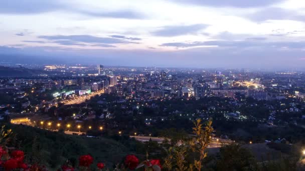 Puesta de sol y noche en Astana — Vídeo de stock