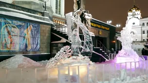 Yekaterinburg Russia January 2015 Ice Sculptures Church Blood January 2015 — ストック動画