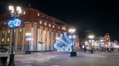 Yekaterinburg, Russia - January 17, 2015: Walkup in the city center. Pedestrian zone. Weiner Street. Time Lapse