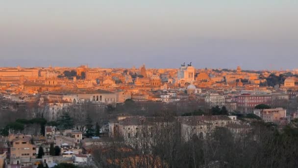 Panorama av Rom vid solnedgången. — Stockvideo