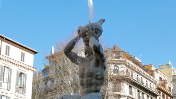 Triton Çeşmesi, Piazza Barberini. Roma — Stok video