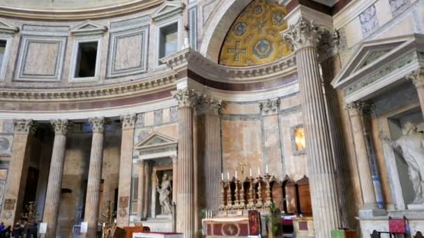 Pantheon, inre. Rom, Italien — Stockvideo