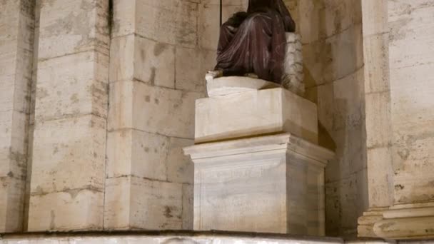 Rzeźba Fontana della Dea Roma. W nocy. Rome, Włochy — Wideo stockowe