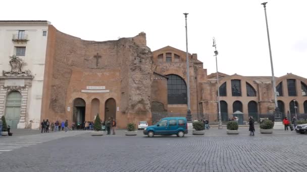 Bazylika Najświętszej Maryi Panny Anielskiej i męczenników. Rome, Włochy — Wideo stockowe