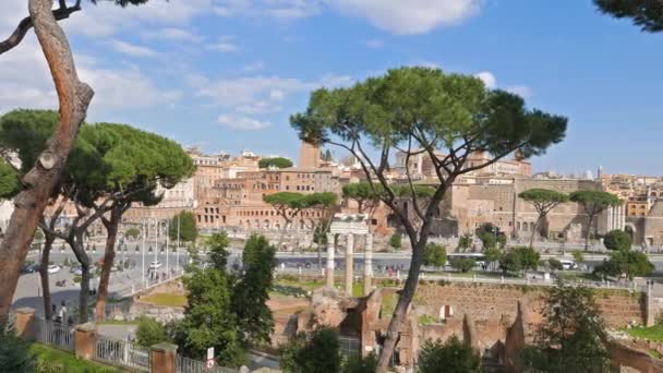 Visa från Capitol Hill, Via dei Fori Imperiali. Rom, Italien — Stockvideo