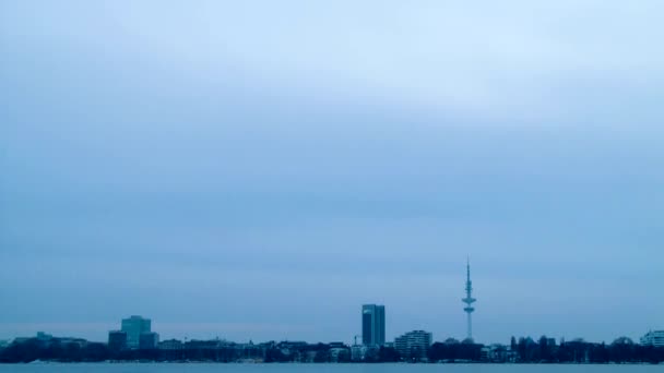 Quay Hamburg. Night fell Stock Footage