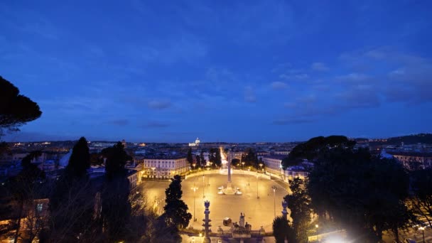 Dawn, Piazza del Popolo, Roma — Stok video