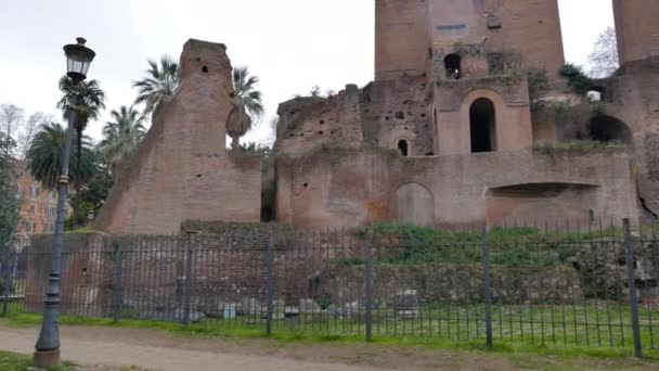 Ruínas em Giardini Nicola Calipari. Roma — Vídeo de Stock