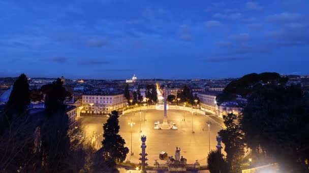 Amanecer, Piazza del Popolo, Roma — Vídeos de Stock