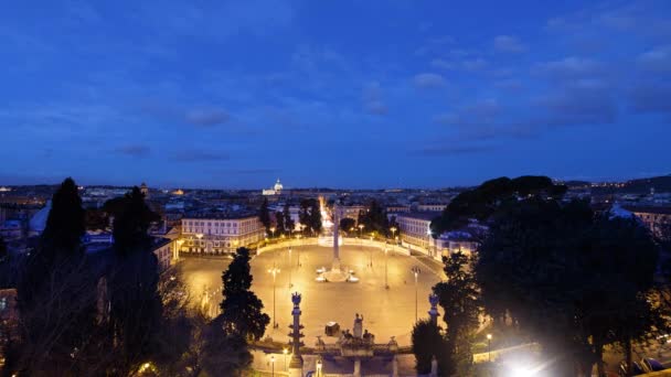 Morgendämmerung, Piazza del Popolo, Rom — Stockvideo