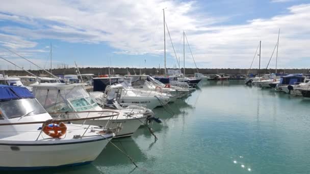 Yachten im Hafen von Ostia, Italien — Stockvideo