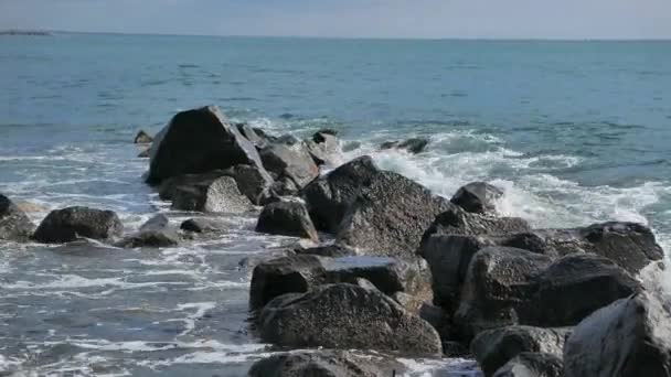 Surfe em rochas. Ostia, Itália — Vídeo de Stock