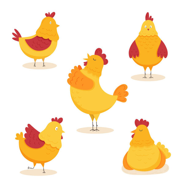 Funny chicken. The graphic illustration is isolated on a white background.