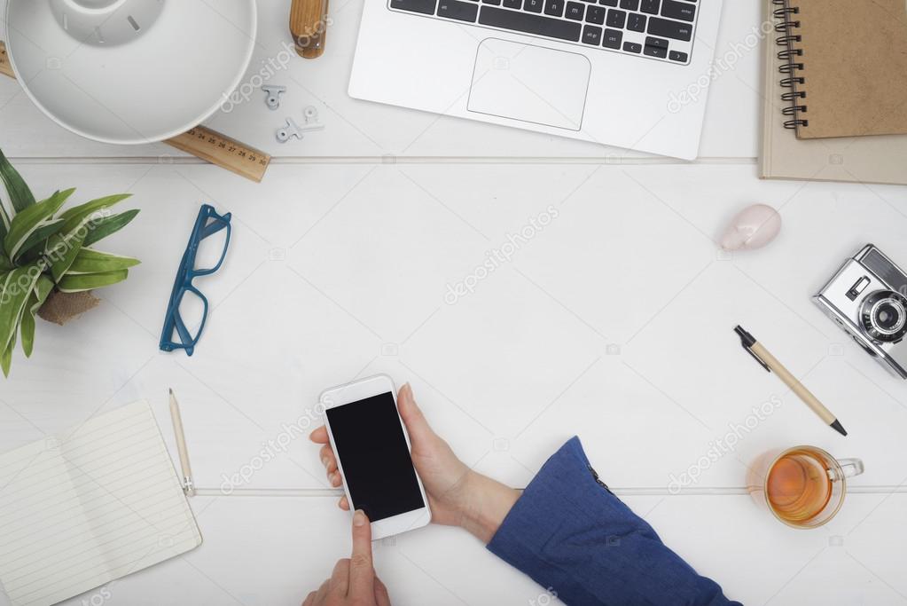 Top view office desk