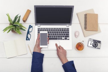 Üstten Görünüm ev ofis büro duyarlı tasarımı için
