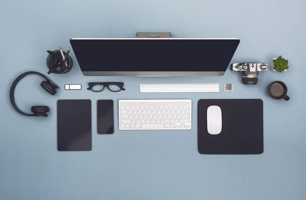 Top view office desk — Stock Photo, Image