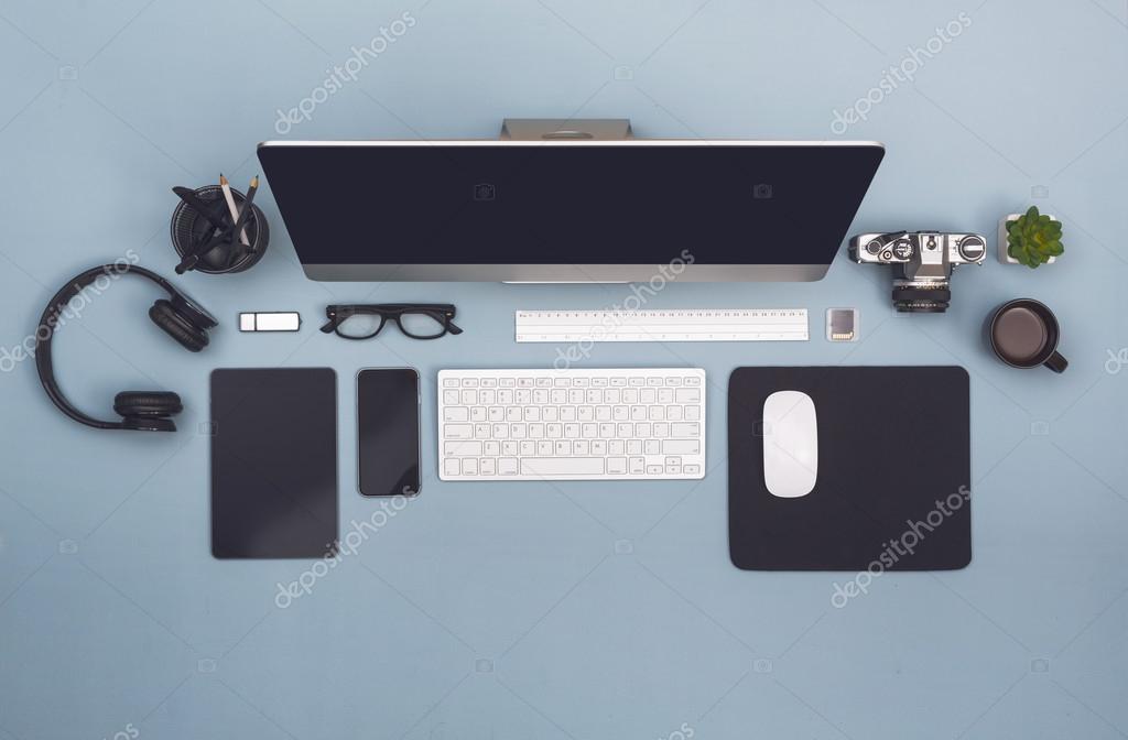 Top View Office Desk Stock Photo C Mactrunk 119453014