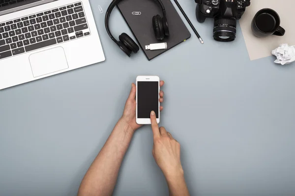 Top view office desk — Stock Photo, Image