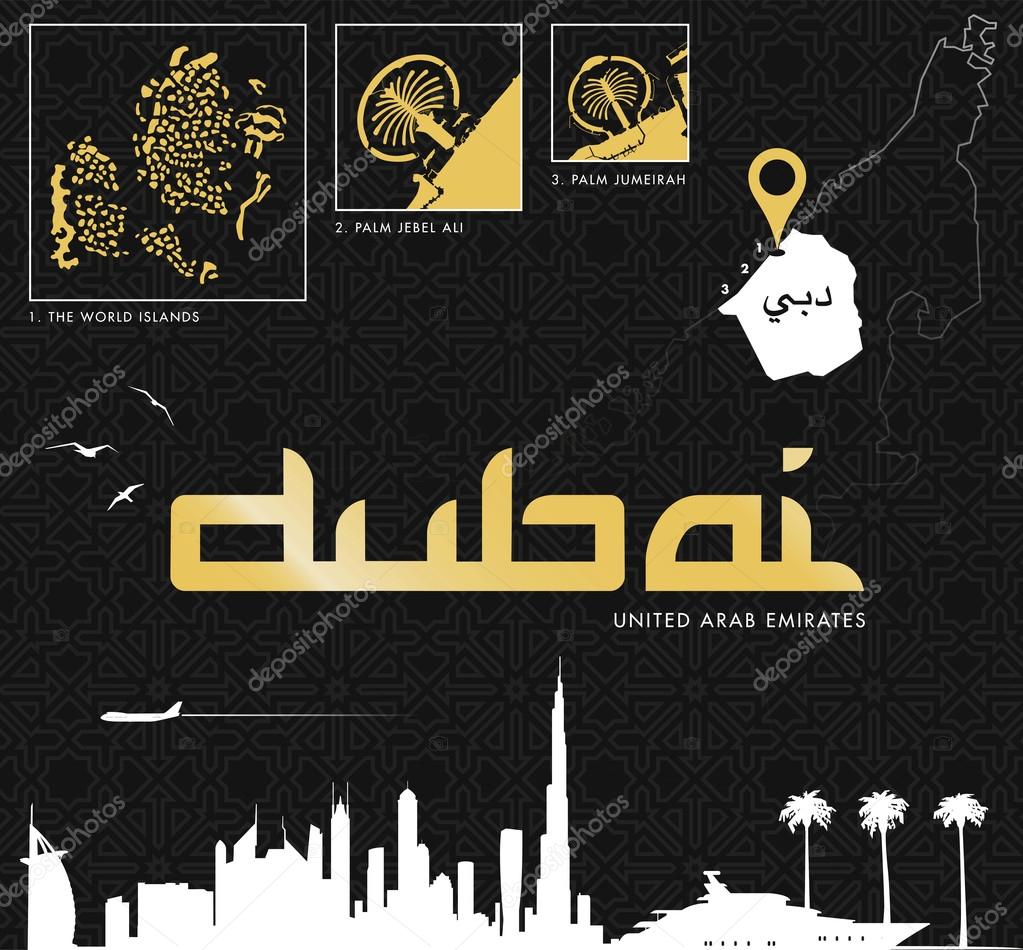 City of dubai vector set. Items belonging to the middle east city of dubai