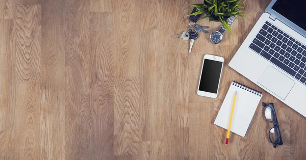 Top view desk hero header with copy space — Stock Photo, Image