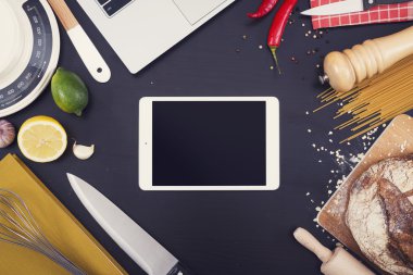 Mutfak veya restoran için gıda kahraman başlığı.