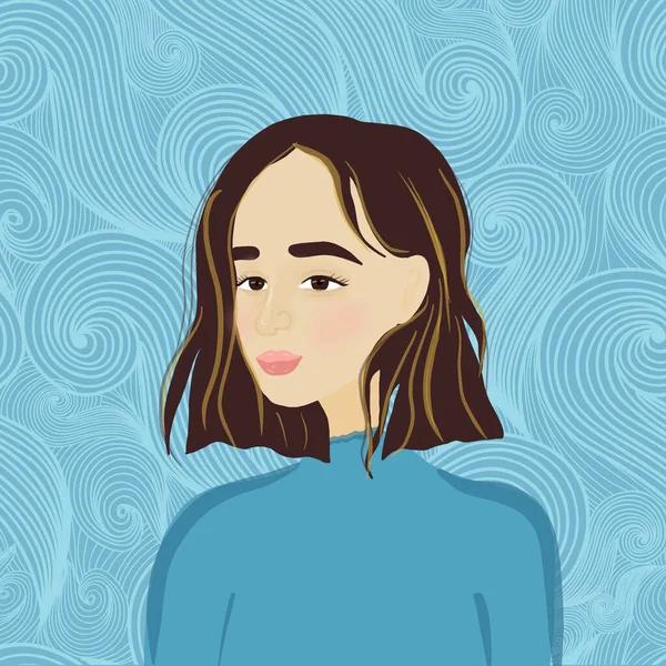 Porträt Eines Mädchens Minimalistischem Stil Blauen Farben — Stockfoto