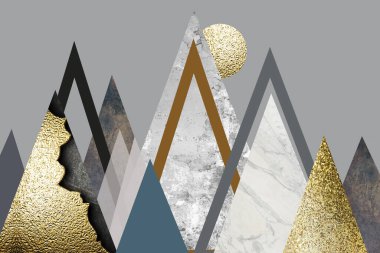 doğrusal görüntü hacimli dağlar farklı dokular altın grisi dokular