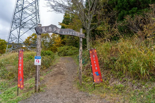 Naeba, Yuzawa, Präfektur Niigata, Japan - 21. Okt 2019: Naeba Prince Hotel Bergpfad in der herbstlichen Laubzeit. — Stockfoto