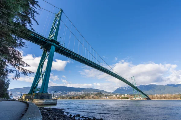 Most Lions Gate Stanley Park Seawall Slunečného Dne Vancouver Britská — Stock fotografie