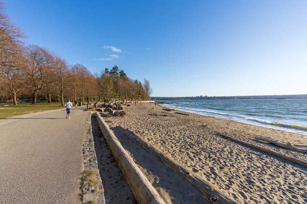 Vancouver Kanada Mar 2021 Second Beach Stanley Park Seawall Solig — Stockfoto