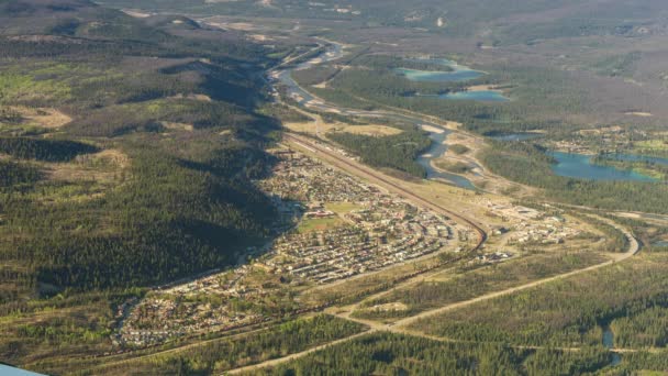 Luchtfoto Stad Jasper Zomer Jasper National Park Canadese Rockies Alberta — Stockvideo