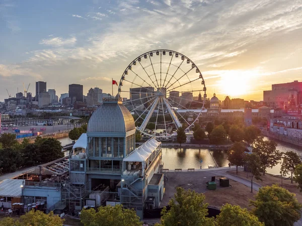 Grande Roue Montreal Dönme Dolabı Yazın Alacakaranlıkta Gökyüzü Quebec Kanada — Stok fotoğraf