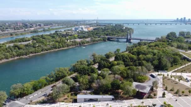 Αεροφωτογραφία Του Islands Bridge Highway Προς Καζίνο Του Μόντρεαλ Notre — Αρχείο Βίντεο