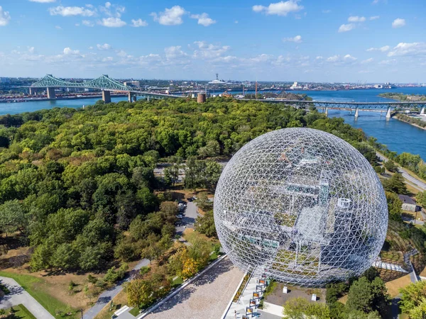Aerial View Montreal Biosphere Summer Sunny Day Jean Drapeau Park — Stock Photo, Image