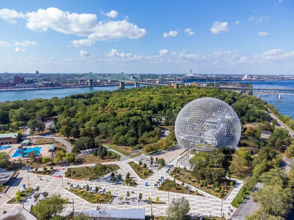 Aerial View Montreal Biosphere Summer Sunny Day Jean Drapeau Park — Stock Photo, Image