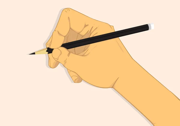 Правая рука с рисунком pencil.vector и иллюстрацией — стоковый вектор