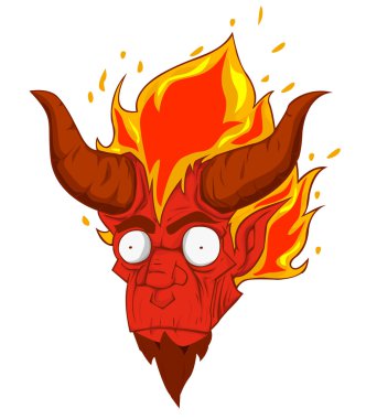Red Devil baş vektör ve illüstrasyon. Cadılar Bayramı gecesi Monster