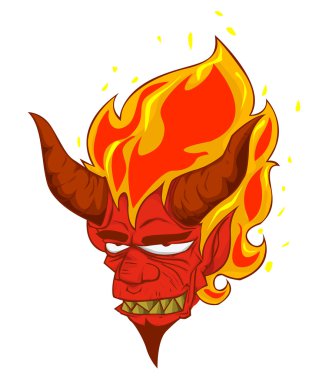 Red Devil baş vektör ve illüstrasyon. Cadılar Bayramı gecesi Monster