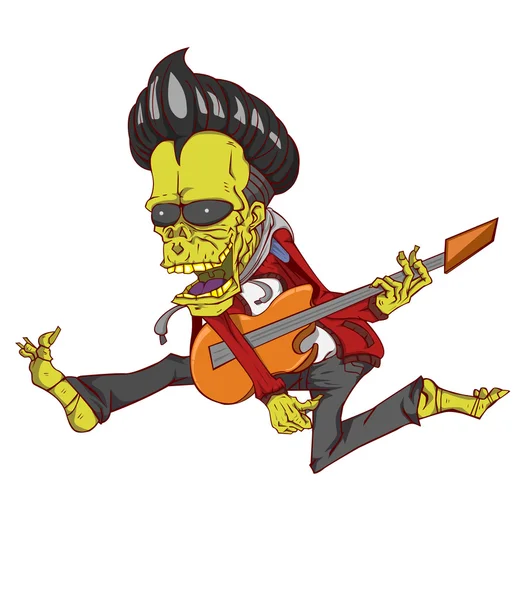 Zombie guitar palyer vector. Monster in Halloween night — Stock Vector