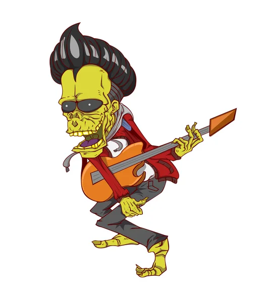 Zombie guitar palyer vector. Monster in Halloween night — Stock Vector