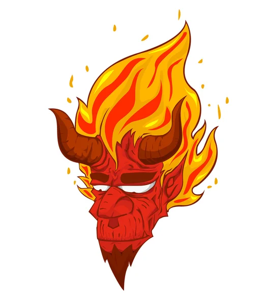 Red Devil head vector and illustration. monster in Halloween night — Stock Vector