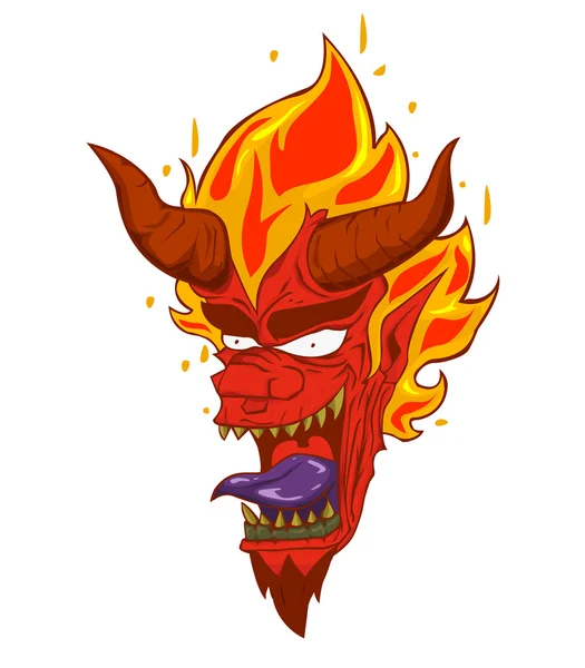 Red Devil cabeza vector e ilustración. monstruo en la noche de Halloween — Vector de stock